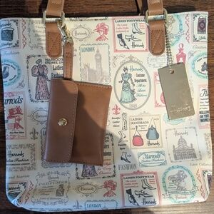 Harrods Vintage Print Cream and Tan Tote